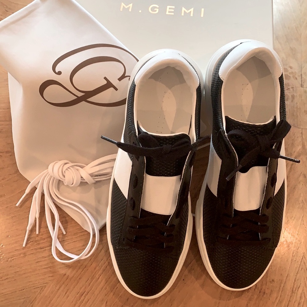 🇮🇹 M. Gemi Italian Volata Perforata Sold Out Black & White Leather Sneakers 10.5